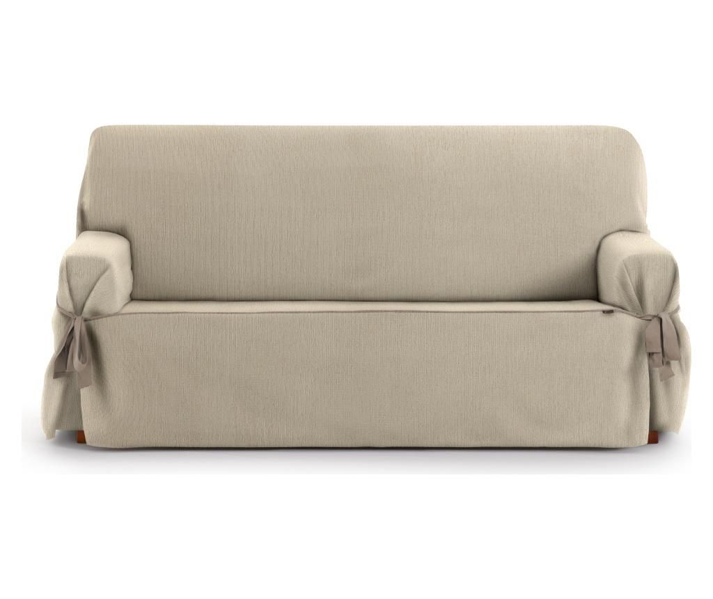 Husa ajustabila pentru canapea cu 3 locuri Chenille Ties Beige 180-230 cm – Eysa, Crem Eysa
